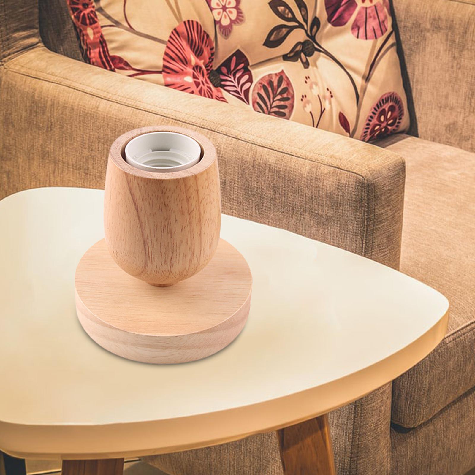 E27 Wood Base Table Lamp Bulb Socket Holder Decor Night Light