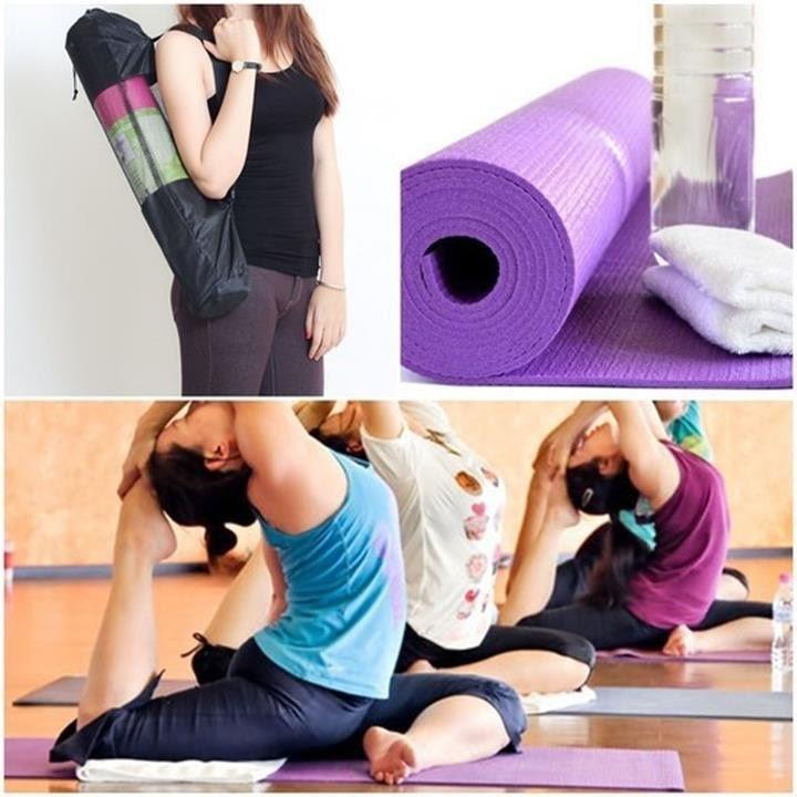 Thảm tập Yoga hoa văn màu xanh lá kèm túi đựng