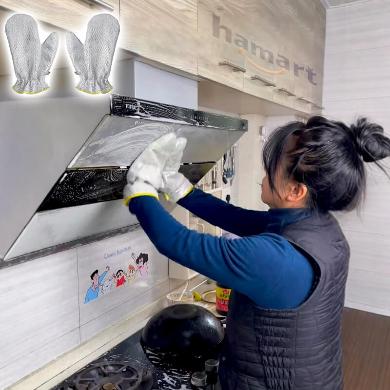 Bao Tay Lưới Thép Cọ Xoong Nồi Chảo Găng Bạc Rửa Chén Bát Mút Mềm Tạo Bọt Chà Vệ Sinh Bếp Đa Năng