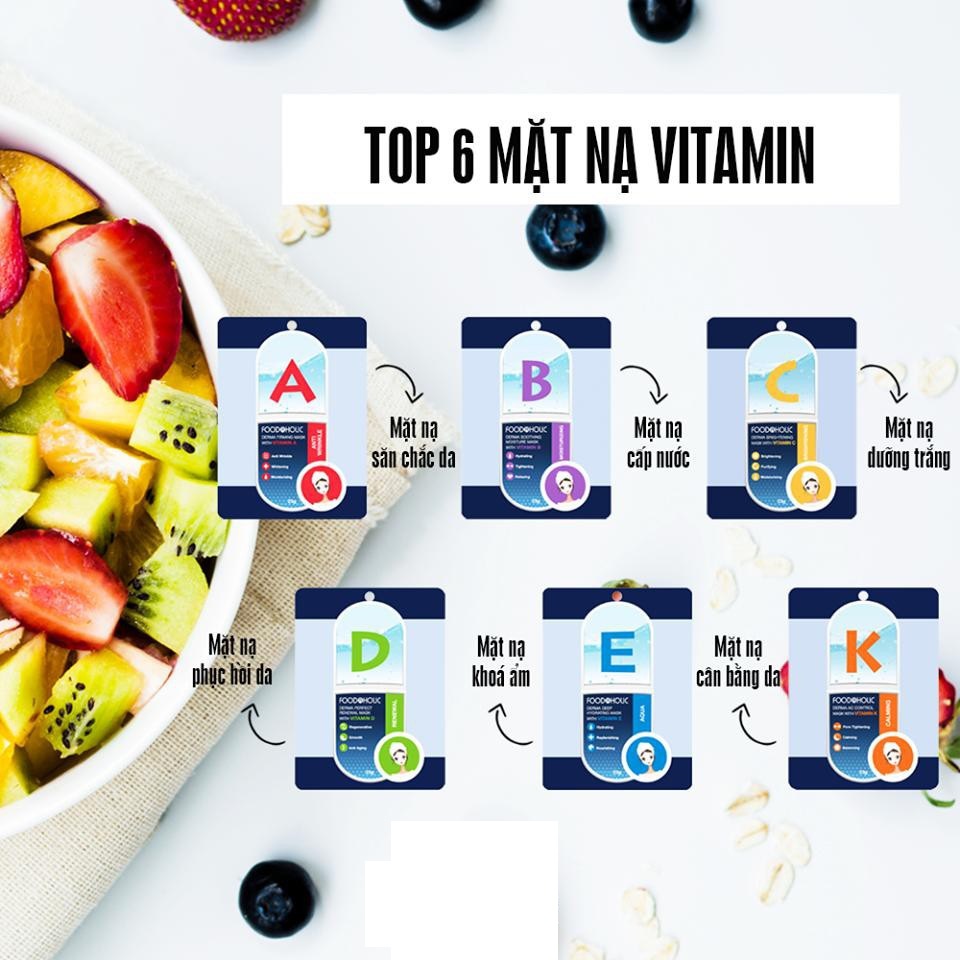 Combo Mix 10 Mặt Nạ Giấy Chăm Sóc Da Toàn Diện Foodaholic Derma Vitamin Mask 23g x 10