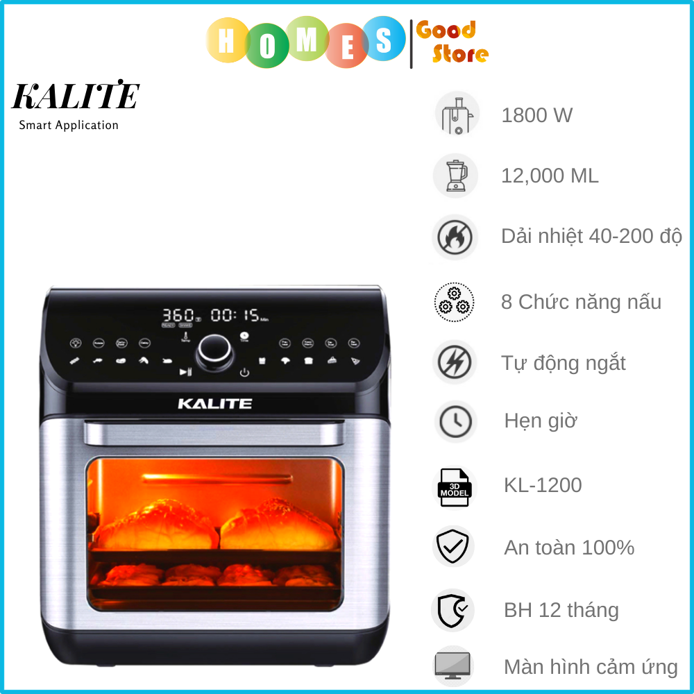 Nồi Chiên Không Dầu KALITE KL6000 Mẫu 2023 Nhỏ Gọn Sang Trong Dung Tích 6 Lít Công Suất 1250 W - Hàng Chính Hãng