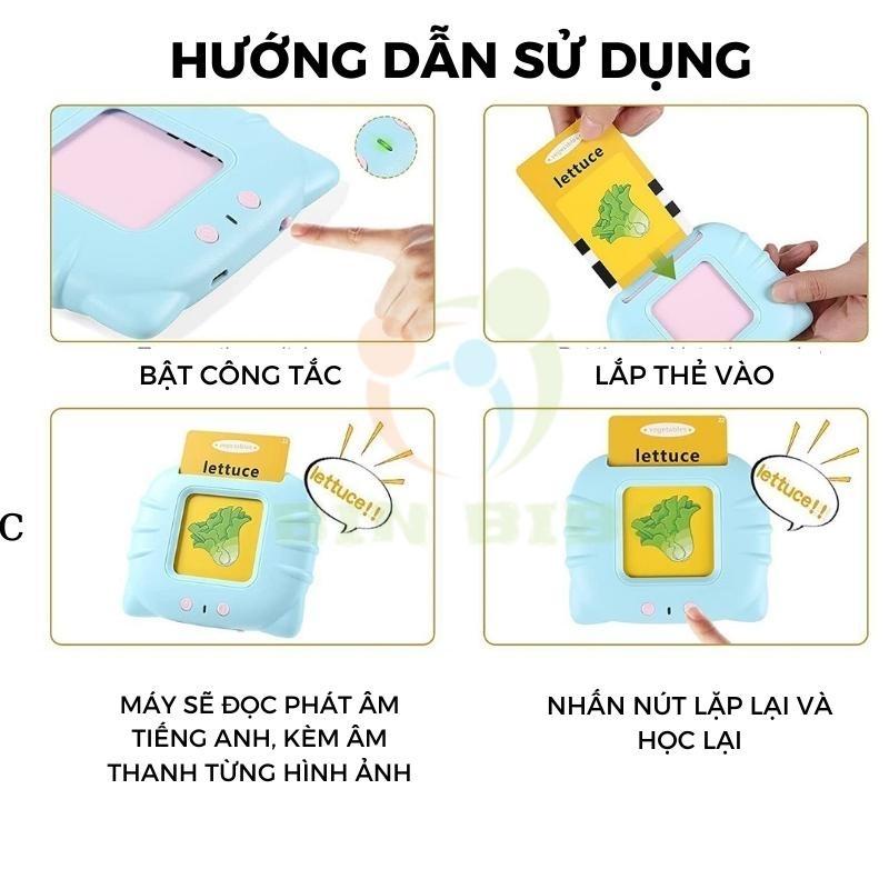 Đồ chơi thông minh Máy đọc từ vựng song ngữ Anh Việt, đọc thẻ flashcard - Gồm 112 thẻ 2 mặt 224 từ vựng và 12 chủ đề - Không sóng điện từ, an toàn cho bé