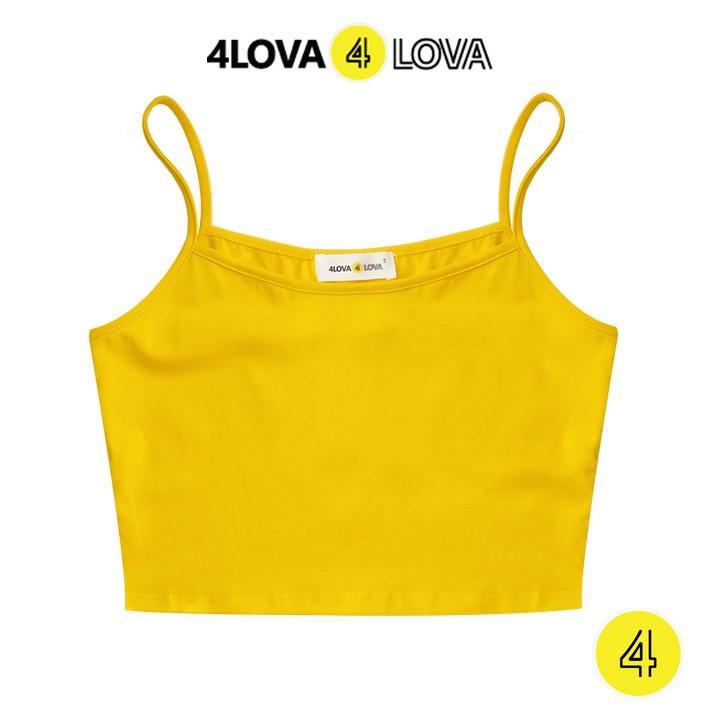 Áo croptop hai dây dáng ôm 4LOVA vải cotton mịn co giãn thoáng mát (không đệm)