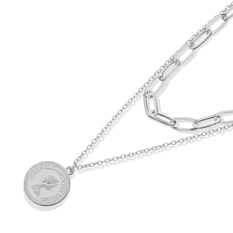 Dây chuyền 2 tầng mặt đồng xu thời trang nữ