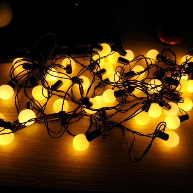 Dây bóng led trang trí  cherry ball 7.5m - 40 quả bóng trắng bi trắng nhựa cao cấp đẹp