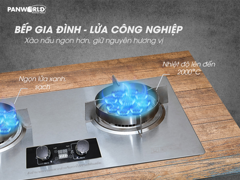 Bếp gas đôi Panworld PW-1411 lắp đặt âm hoặc dương với 9 đầu đốt kèm tính năng hẹn giờ - Hàng chính hãng