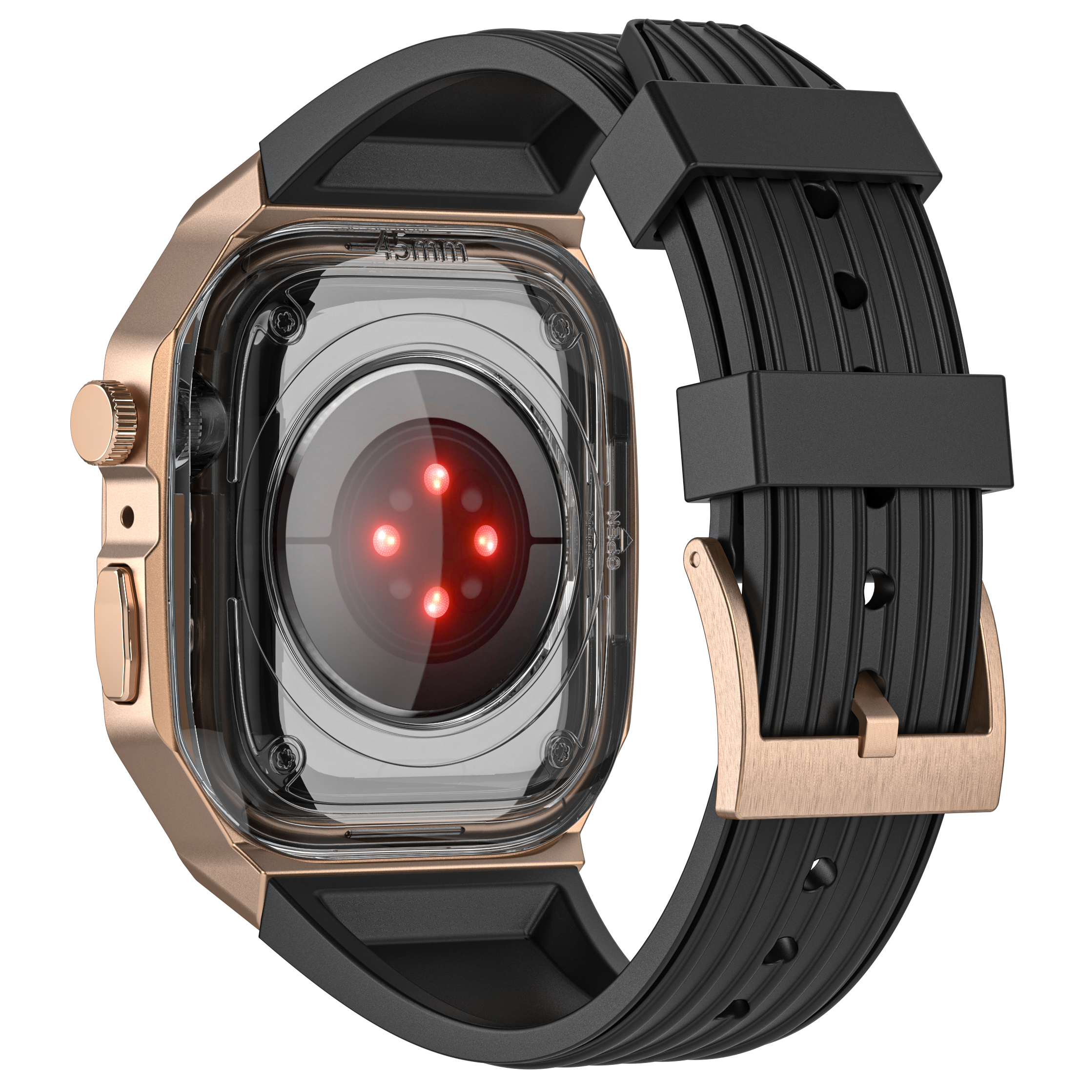 Ốp Case tích hợp dây đeo Vỏ Kim Loại bảo vệ cho Apple Watch Series 4/5/6/SE/7/8/9/SE2 Size 44mm/45mm - Hàng Nhập Khẩu