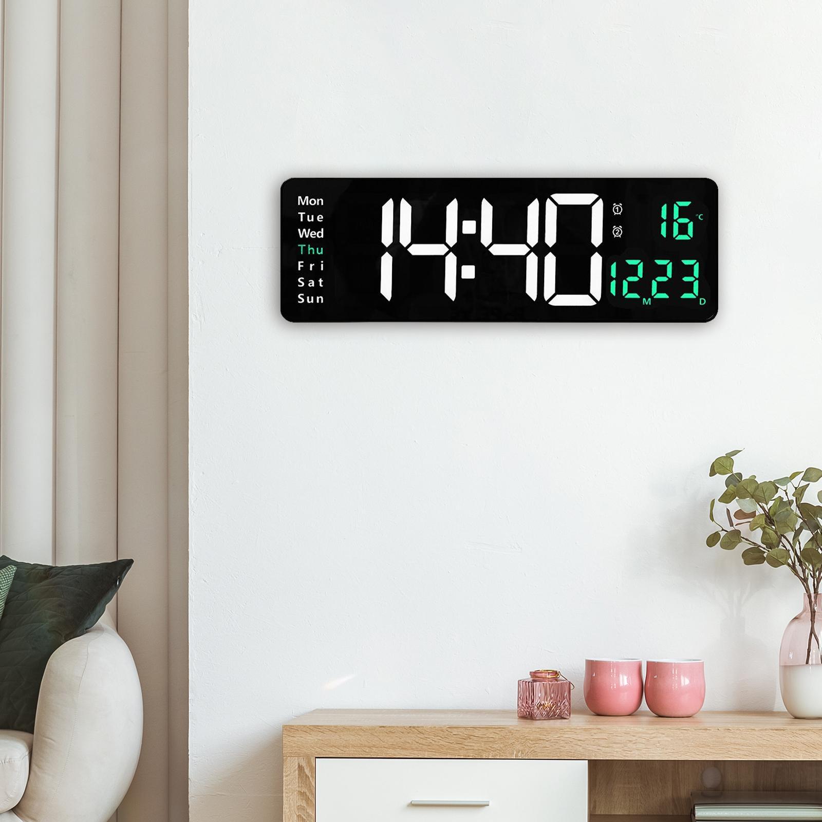 Digital Wall Clock, Date Temperature Week Display for Apartment Home Decor