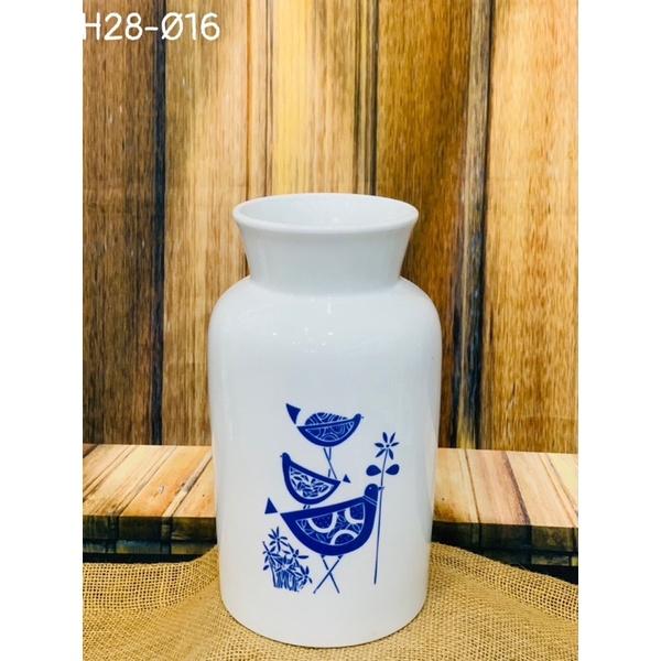 Bình cắm hoa dáng ống cao 28cm,men sứ xương. Gốm sứ Bát Tràng.