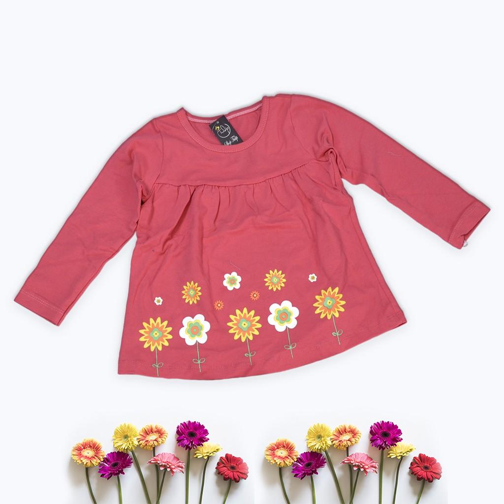 Bộ thun dài tay in hoa cho bé gái