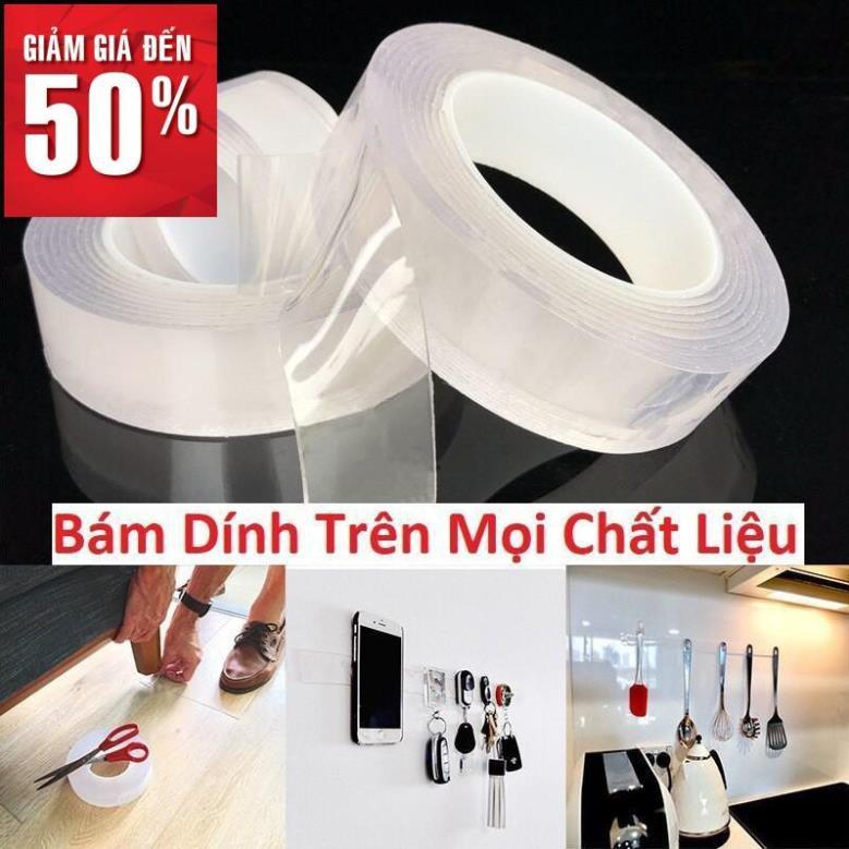 Băng keo 2 mặt đa năng siêu dính chắc bản 3m silicon trong suốt dán hai tường, Cố định ổ cắm điện...Dễ dàng làm sạch