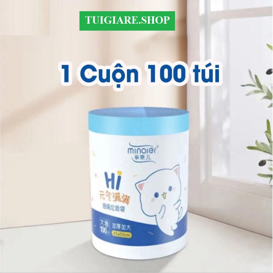 Túi đựng rác có dây buộc chắc chắn dạng cuộn 100 túi kích thước 45*50cm, sức chứa lớn, chống rò rỉ nước