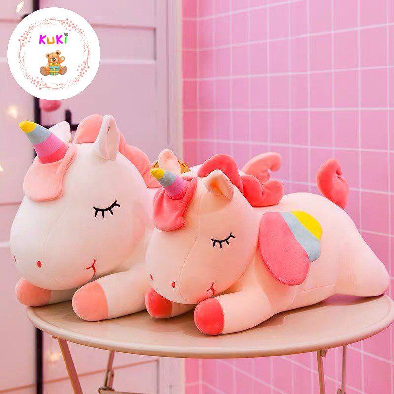 Gấu Bông Ngựa Pony - Kì Lân 1 Sừng Dáng Nằm Dễ Thương Size Lớn 1m