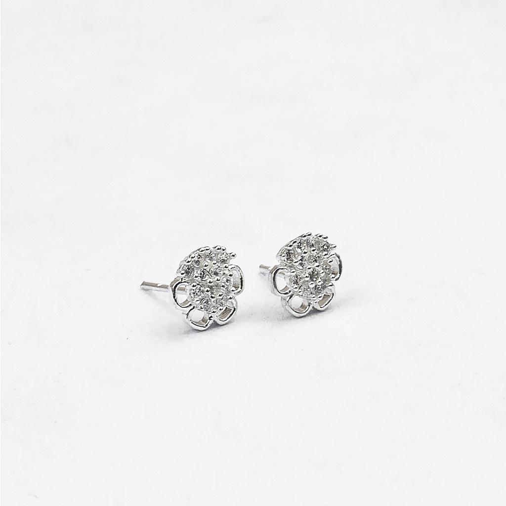 Bông tai Bling It hoa nửa đính đá bạc BIBT466