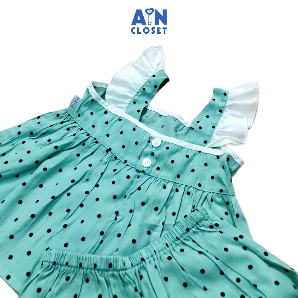 Bộ quần áo ngắn bé gái họa tiết dây Bi đen nơ xanh - AICDBGUIMQCB - AIN Closet