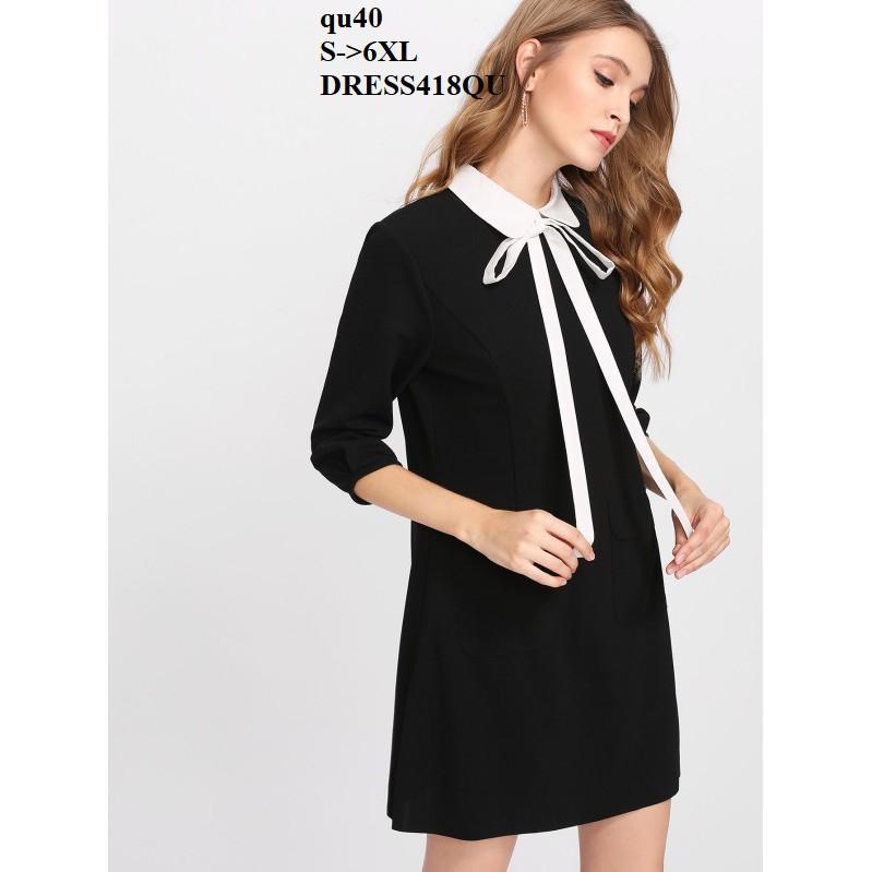 DRESS334 ĐÂM SUÔNG CỔ SEN NƠ