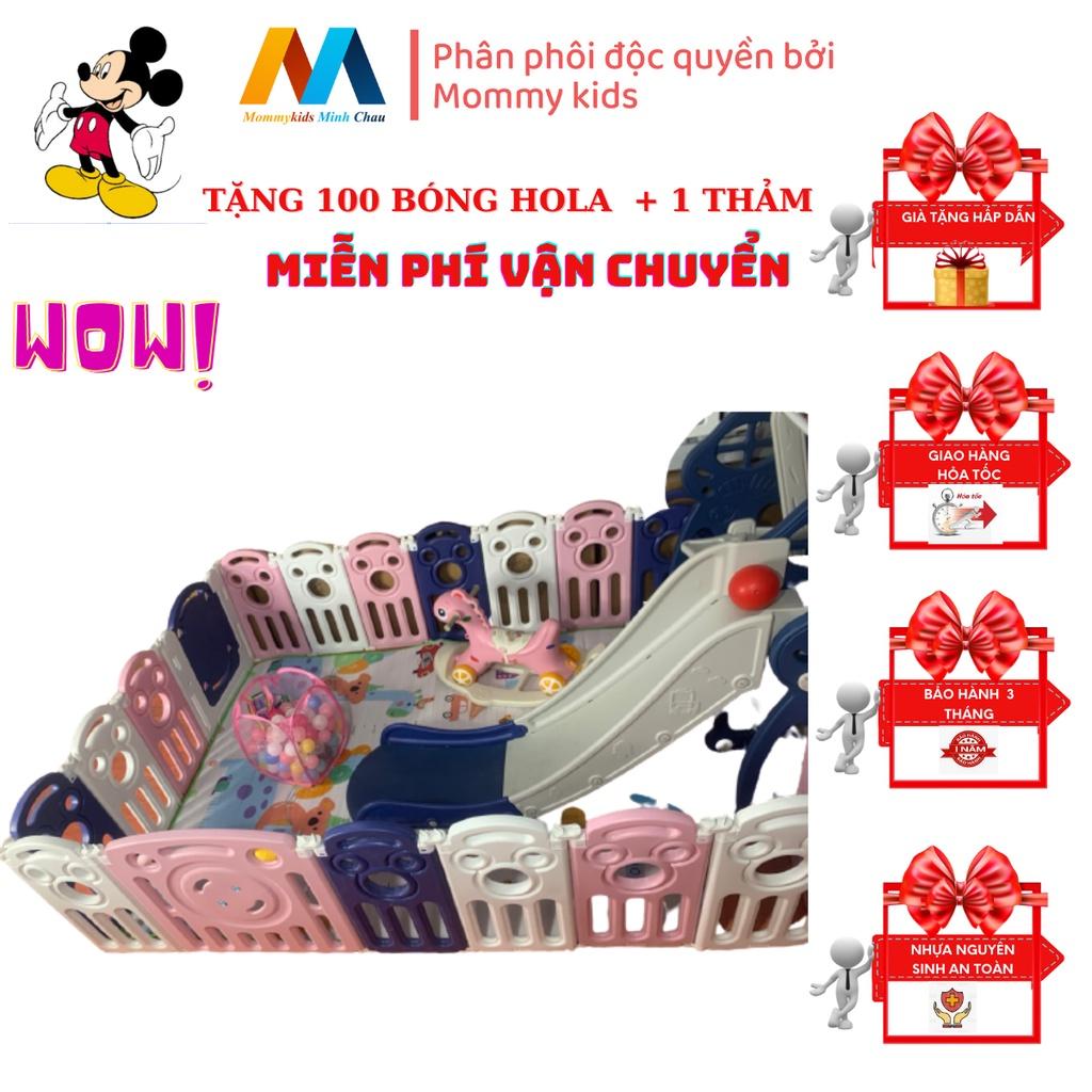 combo quây cũi MOMMYKID MINH CHÂU cầu trượt xích đu 1m6.2mTẶNG THẢM 100 bónG, COMBO BÓNG RỔ