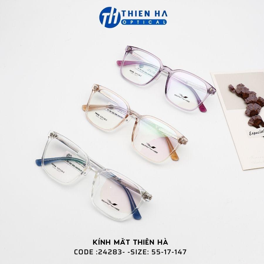 Gọng kính vuông nam nữ Kính Mắt Thiên Hà chất liệu nhựa dẻo nhẹ càng kính cốt thép chắc chắn, unisex dễ đeo Shanhe 24283