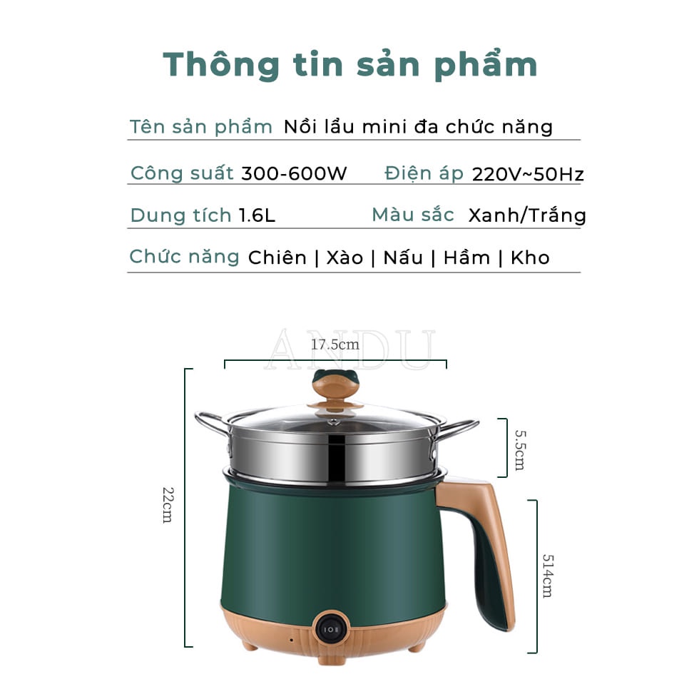 Nồi lẩu điện đa năng chống dính kèm xửng hấp đủ size 18/24/26/28 cm - Hàng Chính Hãng