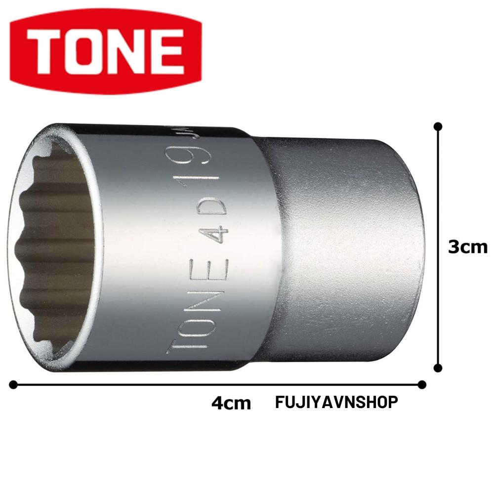 Đầu tuýp 12 cạnh ngắn Tone HP4D-19 ra đầu lục giác 19mm