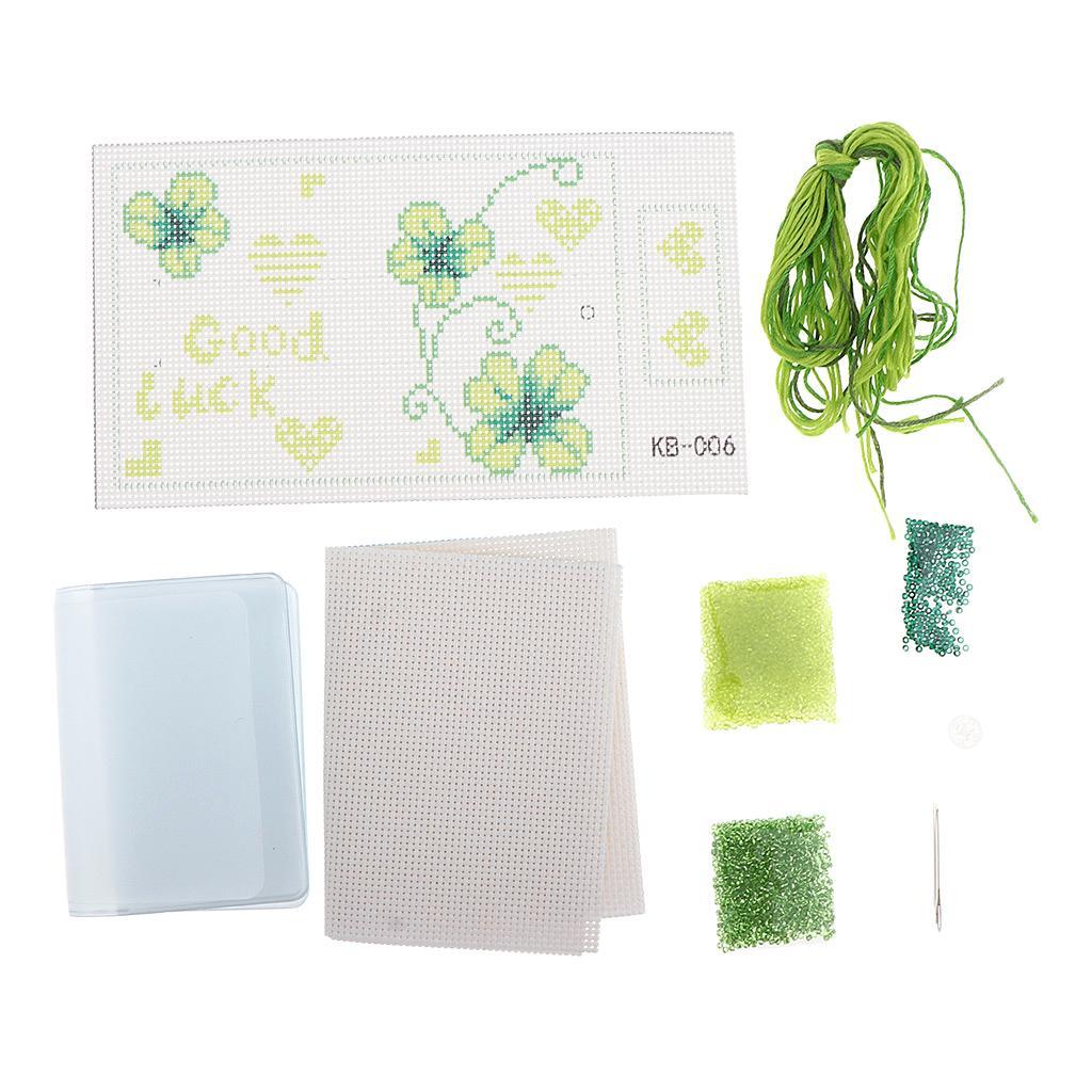 DIY Cross stitch Card Holder Embroidery Starter Kits Printed Handmade Leaf