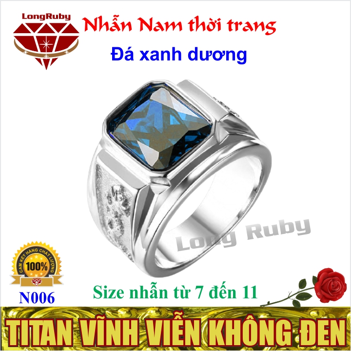 NHẪN NAM TITAN RỒNG ĐÁ XANH LÁ | NHẪN RỒNG NAM INOX - N006B