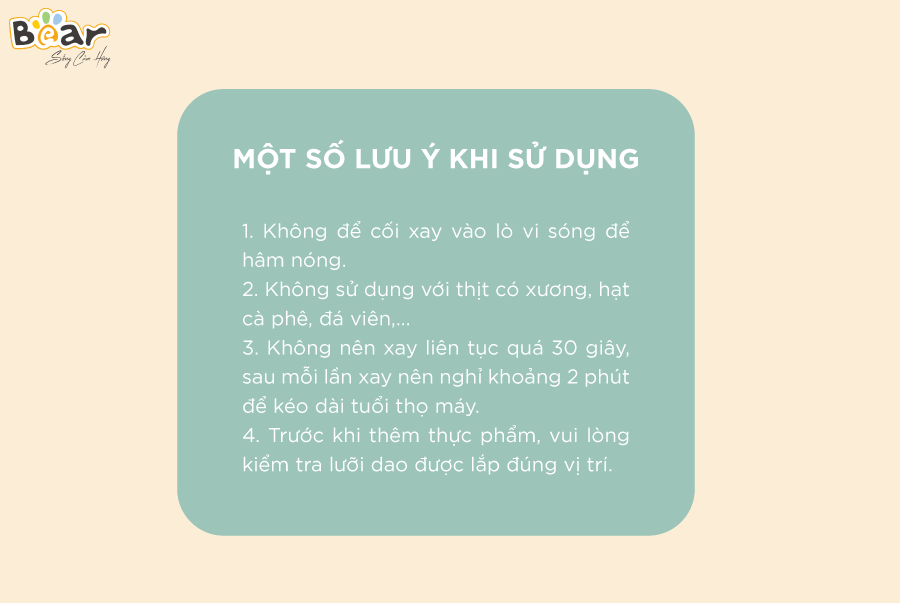 Máy Xay Thực Phẩm, Máy Xay Ăn Dặm BEAR GR-B06V1 Xay Cực Êm Dung Tích 0.6 Lít Công Suất 200 W- Hàng Chính Hãng