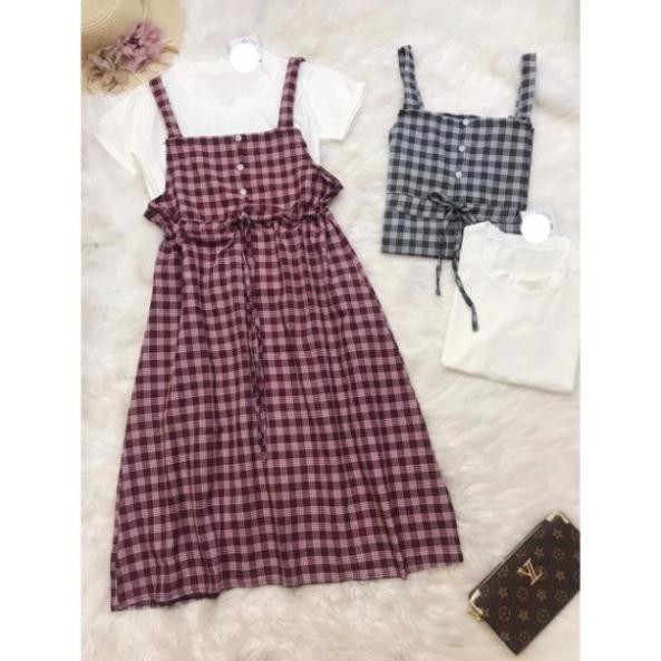 Váy kẻ caro rút eo Maya, váy kẻ caro rút eo cực xinh ND13