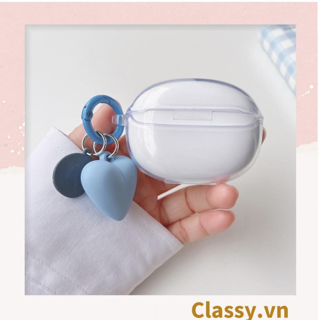 Móc khóa Classy, móc đeo điện thoại trái tim đính kèm mặt cười màu pastel, móc khóa balo, điện thoại PK1539