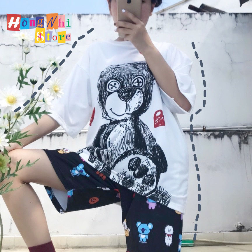 Quần Short Cartoon Unisex Hình Thú Quần Đen - Quần Đùi Hoạt Hình Siêu Cute - MM