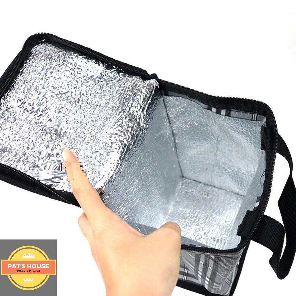 Túi giữ nhiệt kiểu đứng caro hoạ tiết thổ cẩm