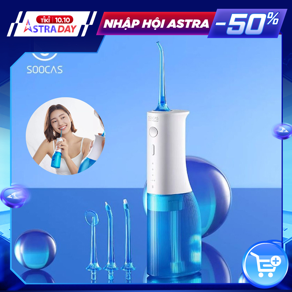 Máy Tăm Nước Cầm Tay Soocas W3 Pro Kèm 4 Vòi Xịt Vệ Sinh Răng Miệng