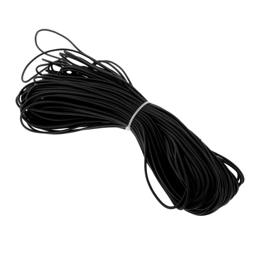 3mm Strong Elastic Round Shock Cord Rope Tie Down Boats Trailers Roof Rack 100m 50m 30m 20m 10m 5m 2m 1m 0.5m - Various Colors - Black, 50m