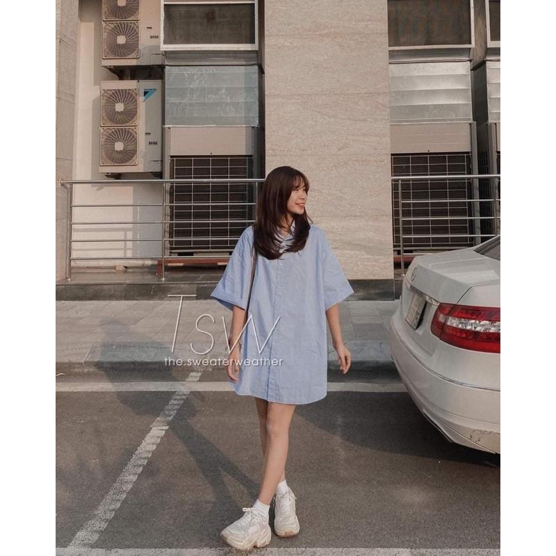 ️ Đầm sơ mi ️ Váy sơ mi Oversize Ulzzang ngắn tay Hot Trend hè 2021