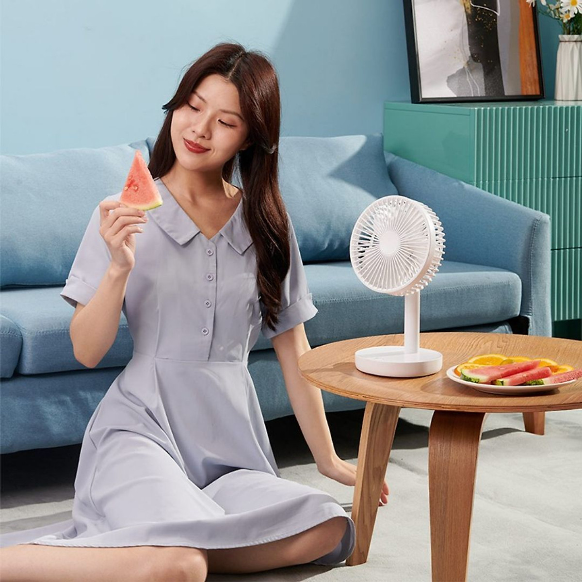 Quạt máy tính để bàn XIAOMI jipin Dung lượng pin 4000mAh Sạc USB Độ ồn thấp Có thể sạc lại 4Mode Tốc độ gió 5
