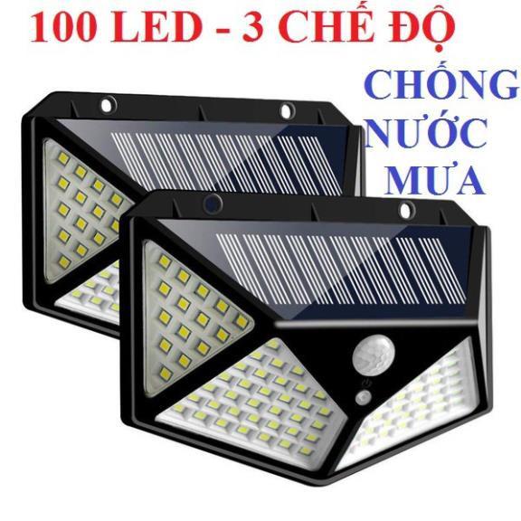 Đèn năng lượng mặt trời dán tường 100 led siêu sáng cảm biến ánh sáng và chuyển động