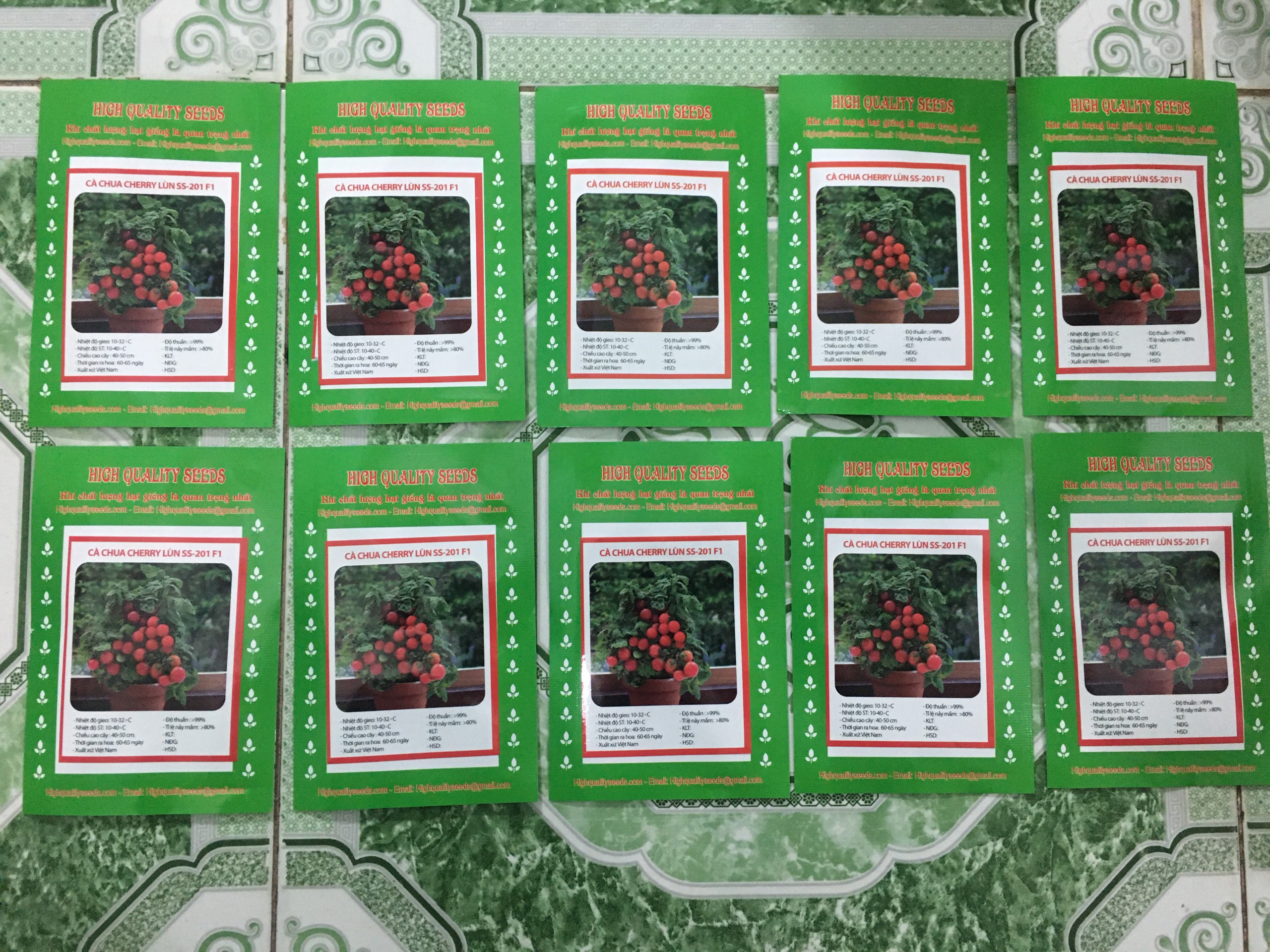 10 Gói Hạt Giống Cà Chua Bi Đỏ Lùn - 30 Hạt/Gói