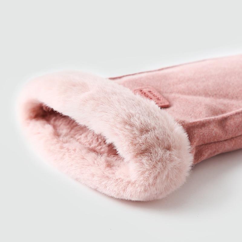 Găng tay màn hình cảm ứng mùa đông của phụ nữ với lông cừu được lót bằng cashmere ấm áp găng tay mùa đông cho thời tiết lạnh