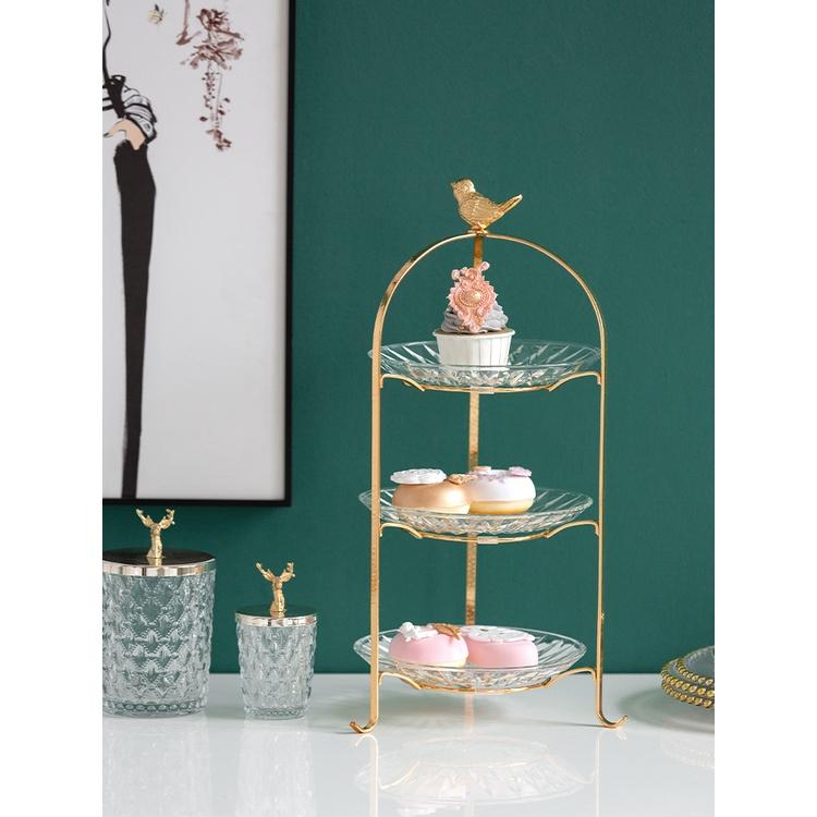 Đĩa quả 3 tầng Chim khuyên tân cổ điển phong cách Bắc Âu - Decor-08L