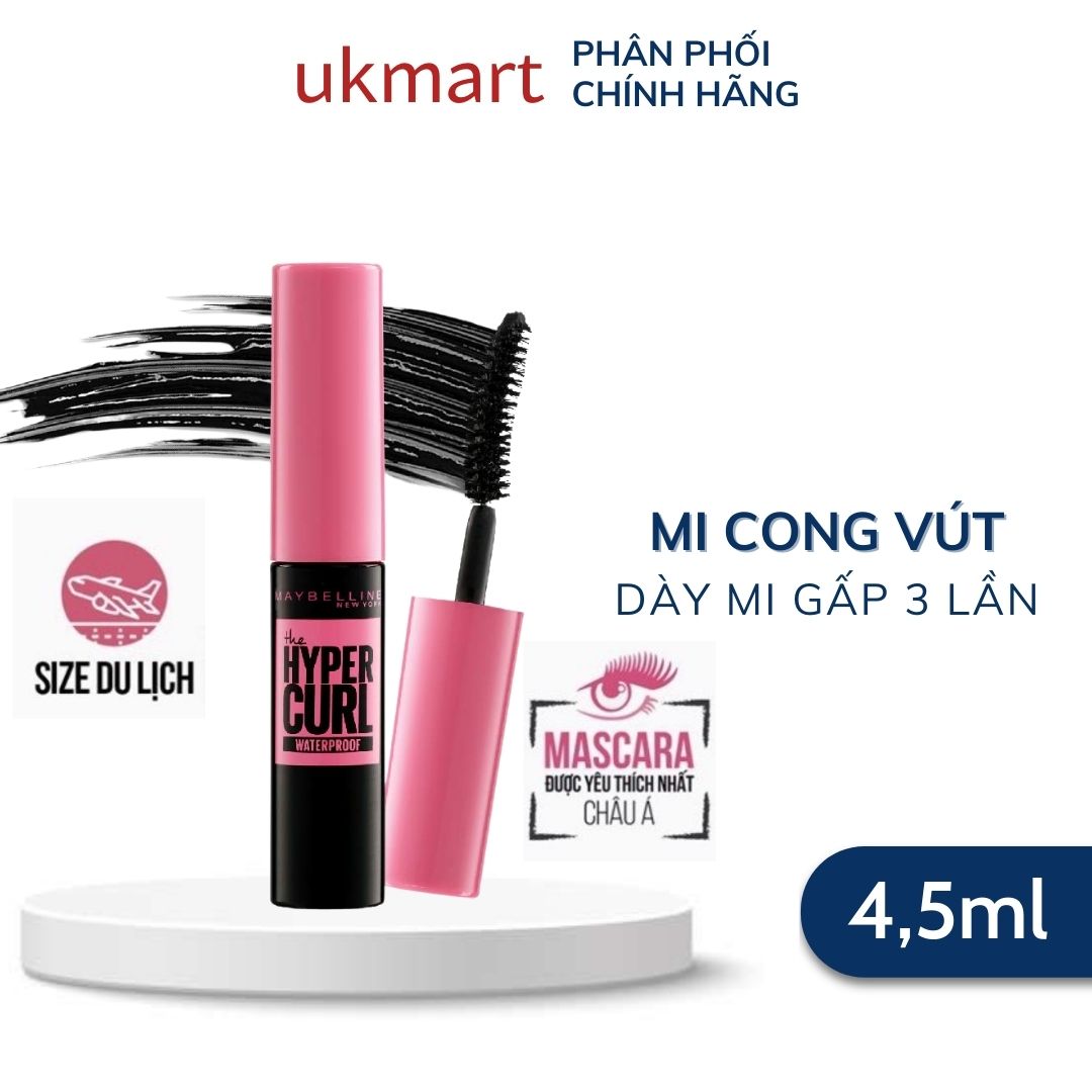 Mascara Dài và Cong Mi Maybelline New York Hyper Curl Waterproof Màu Đen