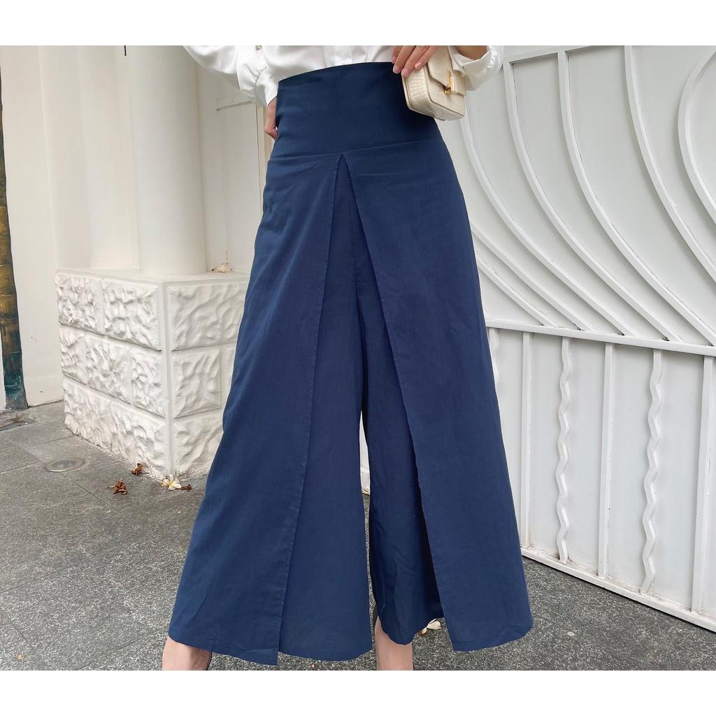 Quần Dài Nữ, Cách Điệu Giả Váy, Eo Thun, Màu Tím - Lovadova 22T03C001
