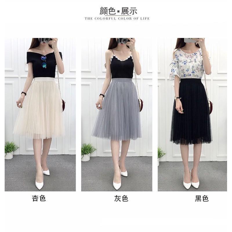 Chân váy xoè lưới xếp li Quảng Châu