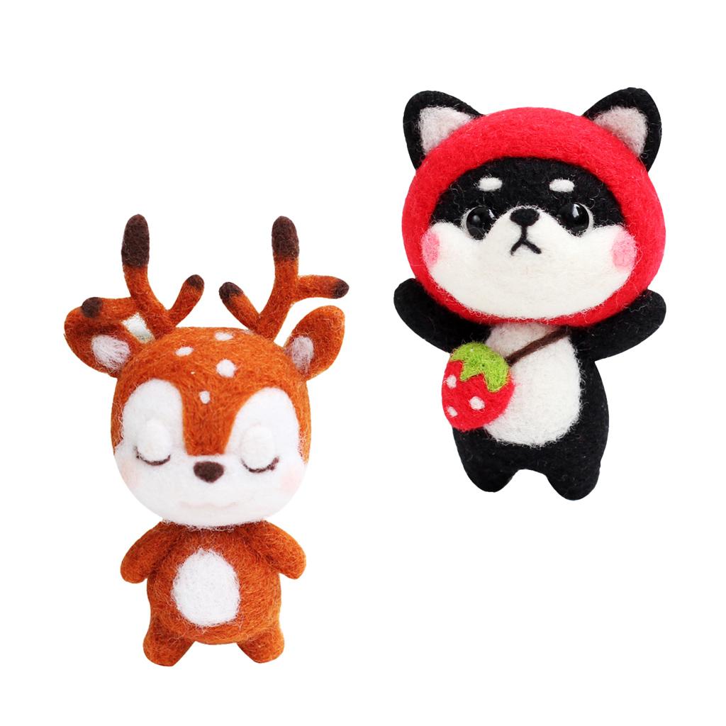 DIY Len Nỉ Thủ Công Kim Cảm Thấy Động Vật Bộ-Đáng Yêu Hươu Chó Handmade