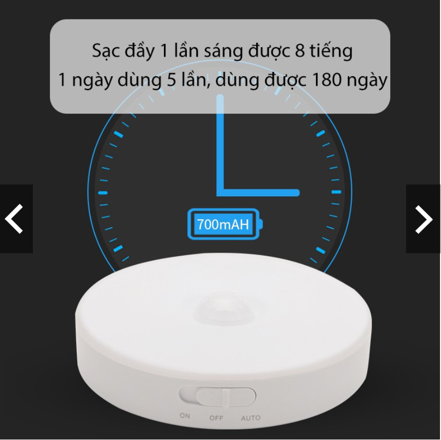 Đèn LED cảm ứng thông minh không dây, Pin sạc, có nam châm gắn tường cho phòng ngủ, nhà vệ sinh tủ quần áo - DH2011