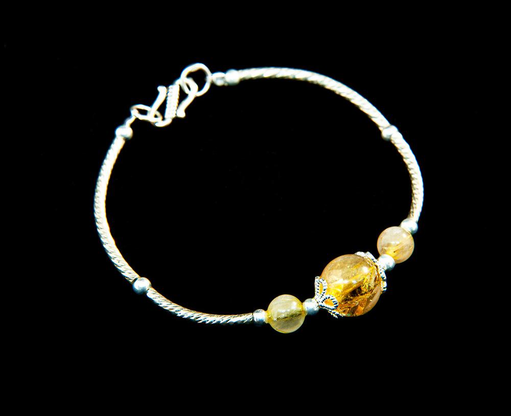 Vòng tay phong thủy Thạch anh tóc vàng thiên nhiên VK006