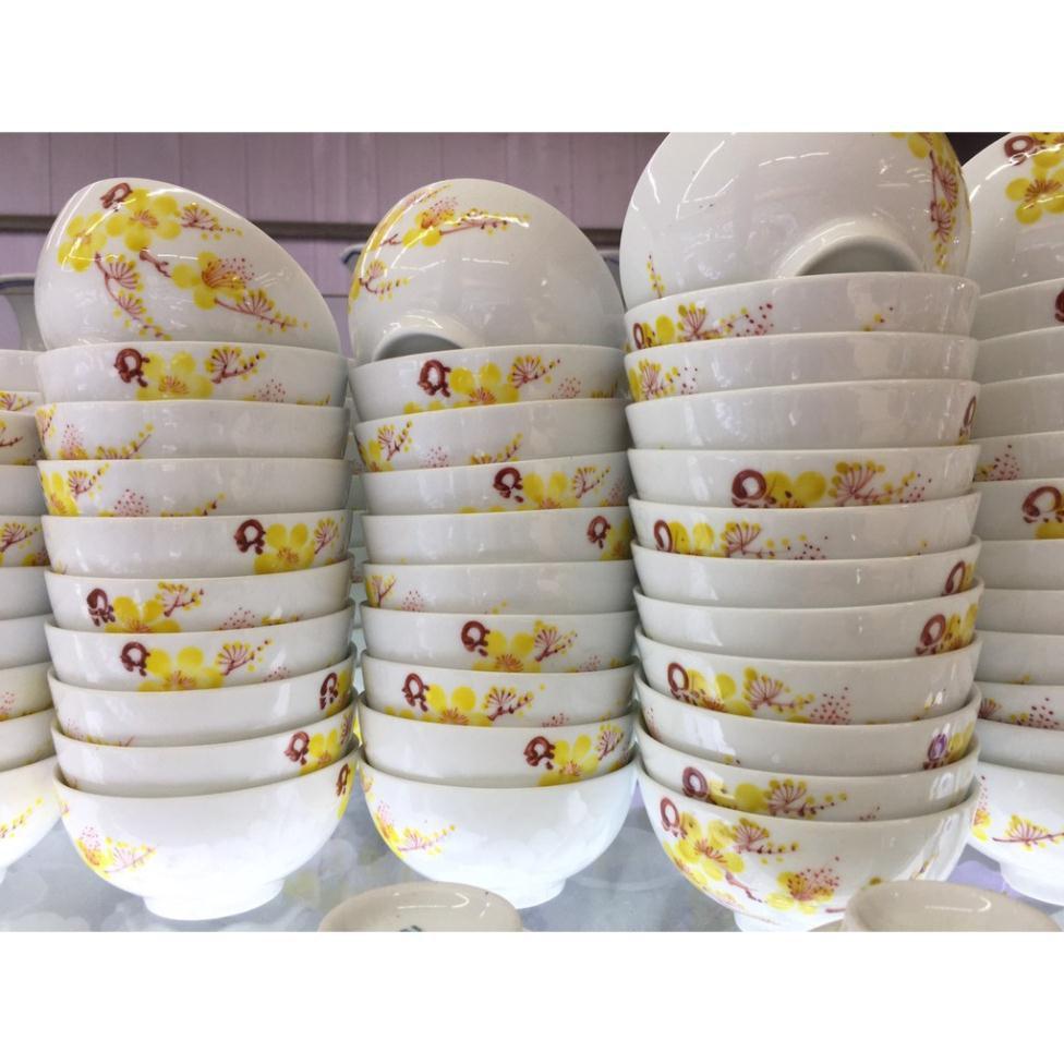 Bộ 10 Bát Ăn Cơm Sứ Bát Tràng - Cơm Ngon Canh Ngọt - Tốt Cho Sức Khỏe Gia Đình