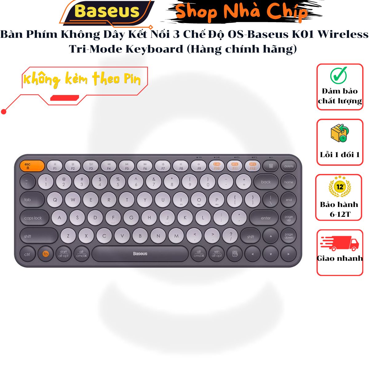 Bàn Phím Không Dây Kết Nối 3 Chế Độ OS-Baseus K01 Wireless Tri-Mode Keyboard (Hàng chính hãng)