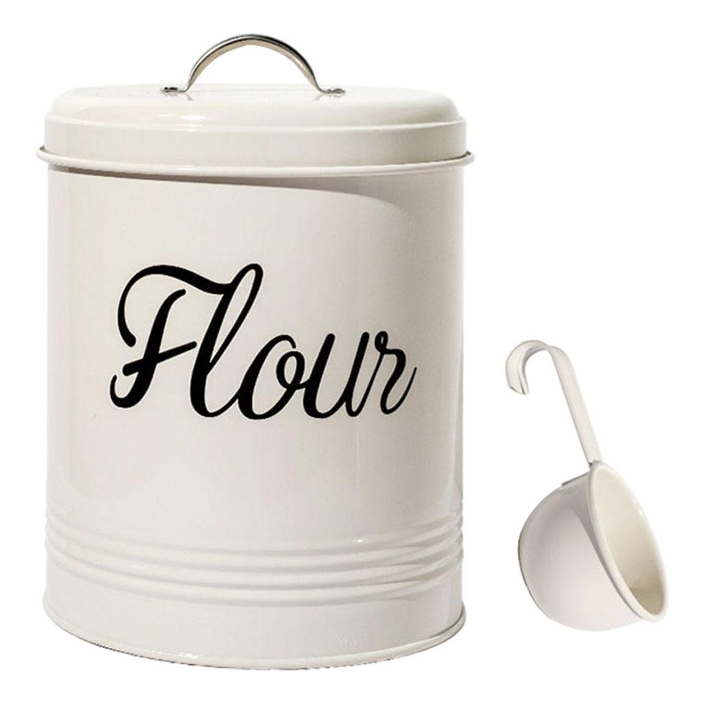 White   Flour Storage Tin  5L Container 17x20.5cm