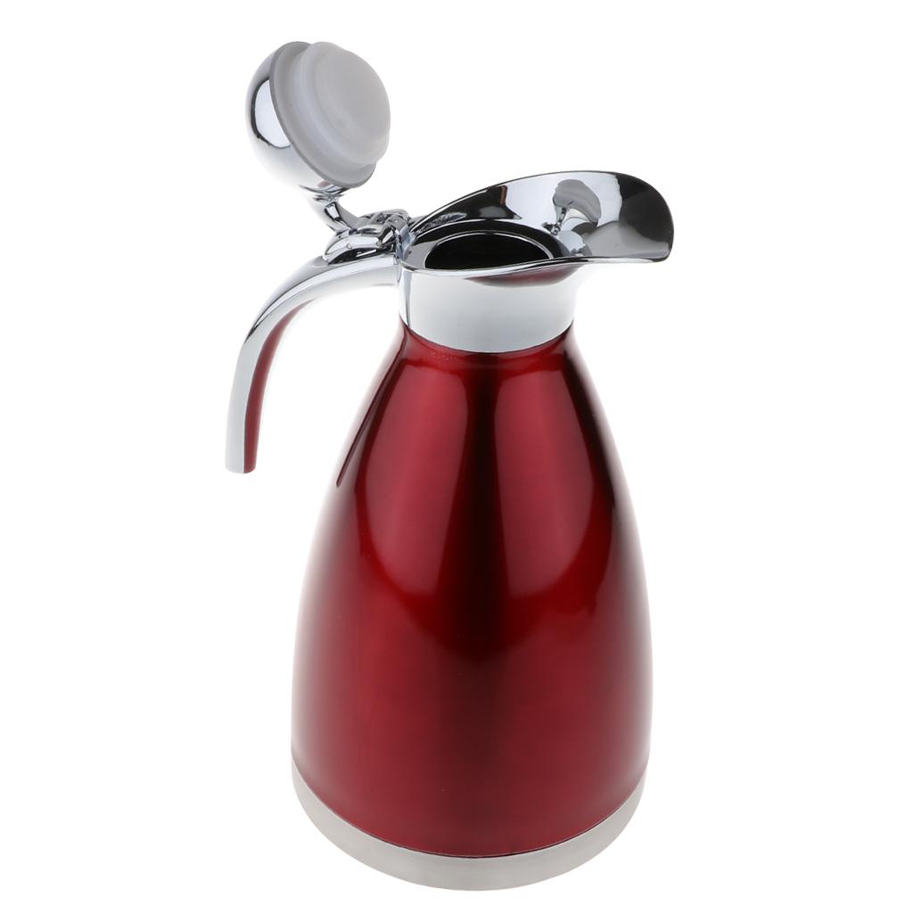 2xRed 1.5L Stainless Vacuum Insulated Coffee Carafe Pour Over Coffee Kettle