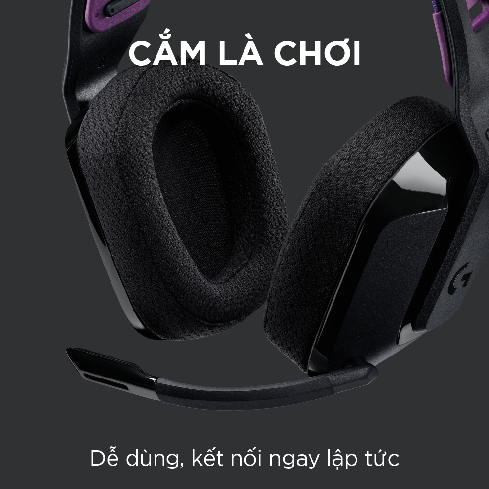 Tai nghe game không dây Lightspeed Logitech G535  - Trọng lượng nhẹ, âm thanh nổi, tương thích PC, PS4, PS5, Mic gấp để tắt tiếng - Hàng chính hãng